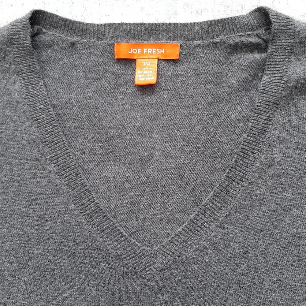 Grey V-Neck Sweater Small